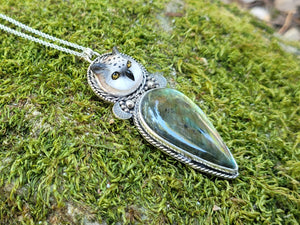 Wise Labradorite Owl