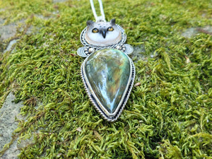 Wise Labradorite Owl