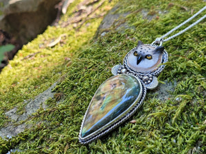 Wise Labradorite Owl