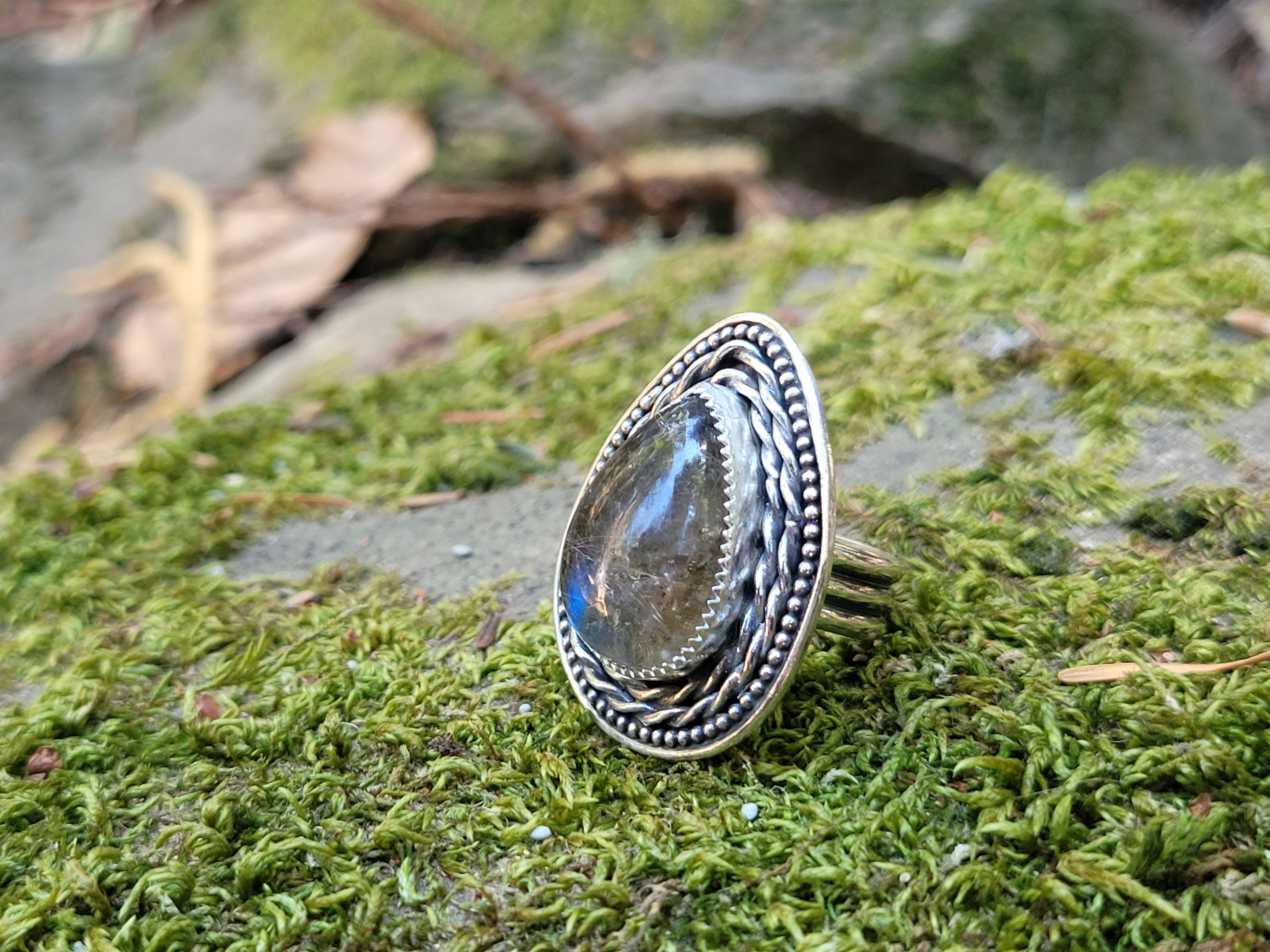 Labradorite W/ Golden Rutilated Quartz Topper