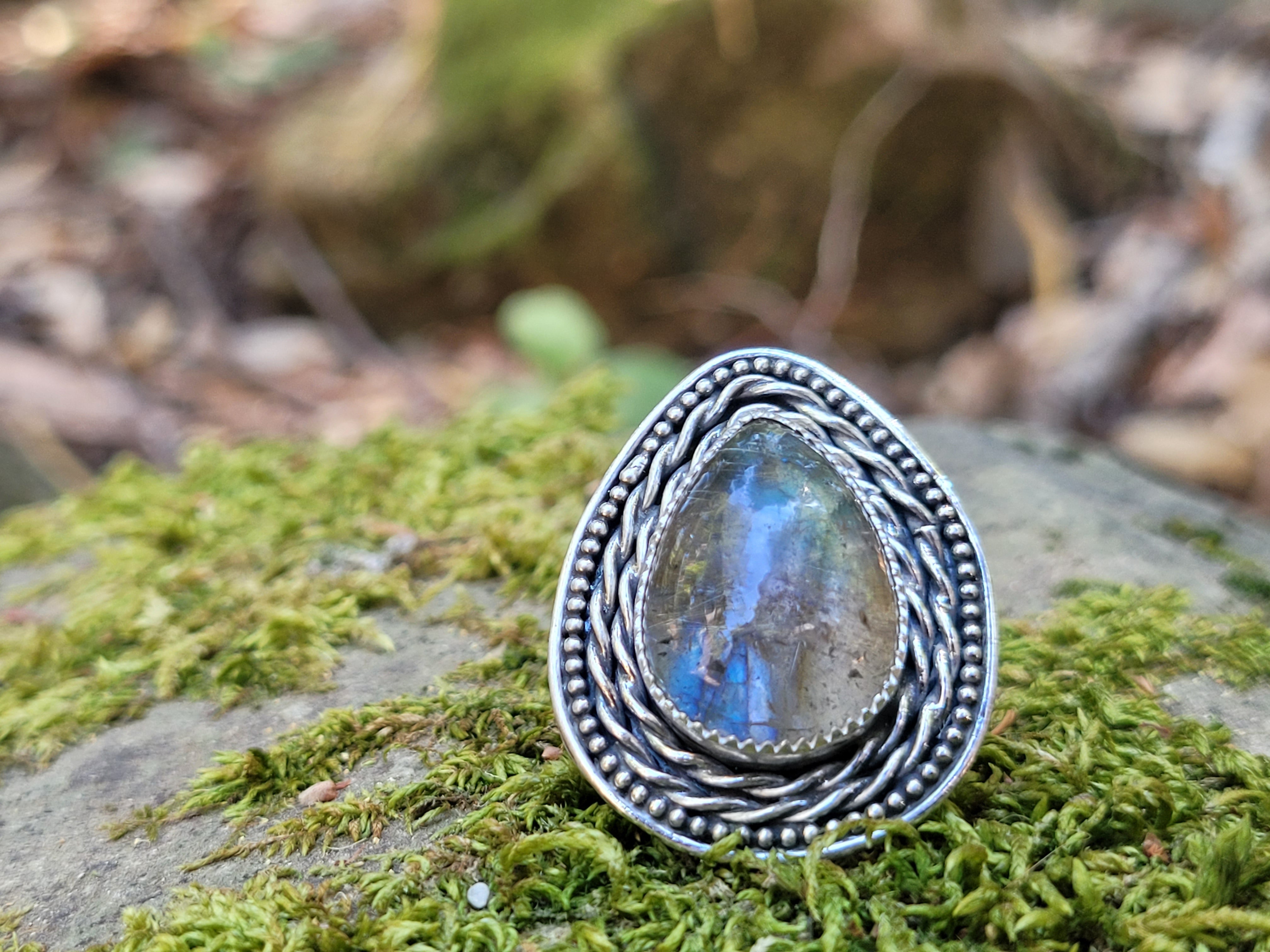 Labradorite W/ Golden Rutilated Quartz Topper