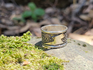 Double Lighting Bolt Silver Dusted Ring