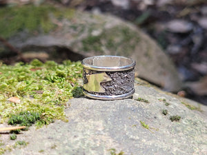 Double Lighting Bolt Silver Dusted Ring