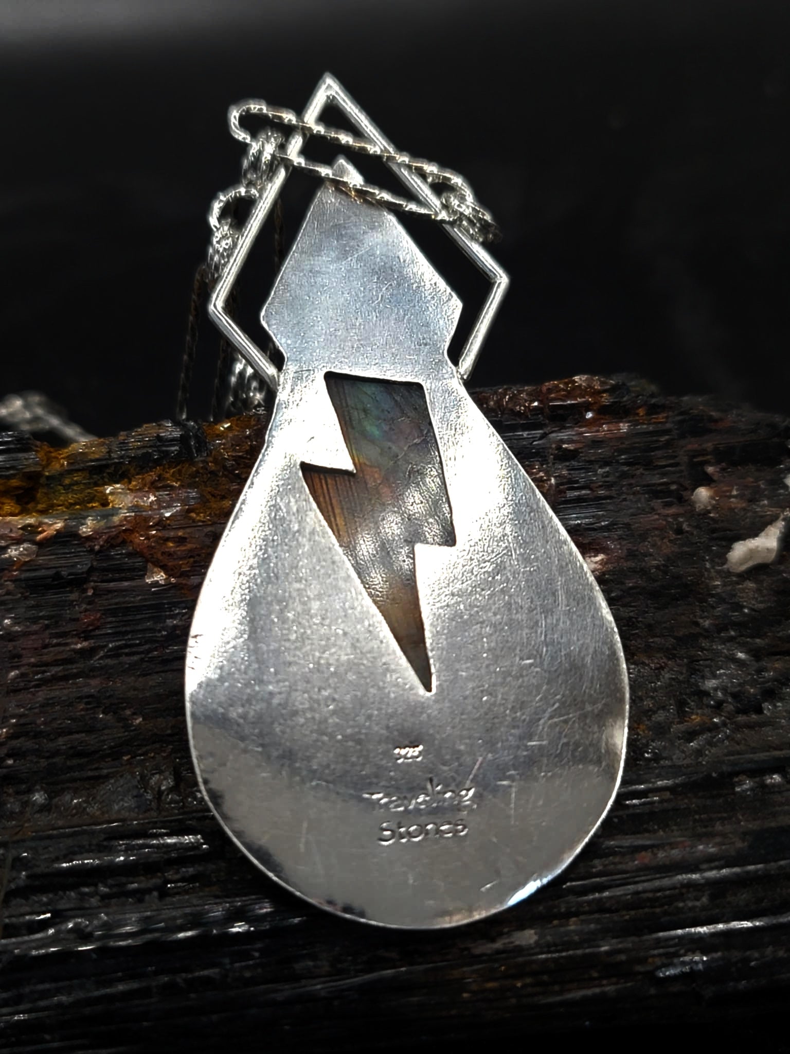 Rare Silver Muti Color Labradorite Statement Pendant