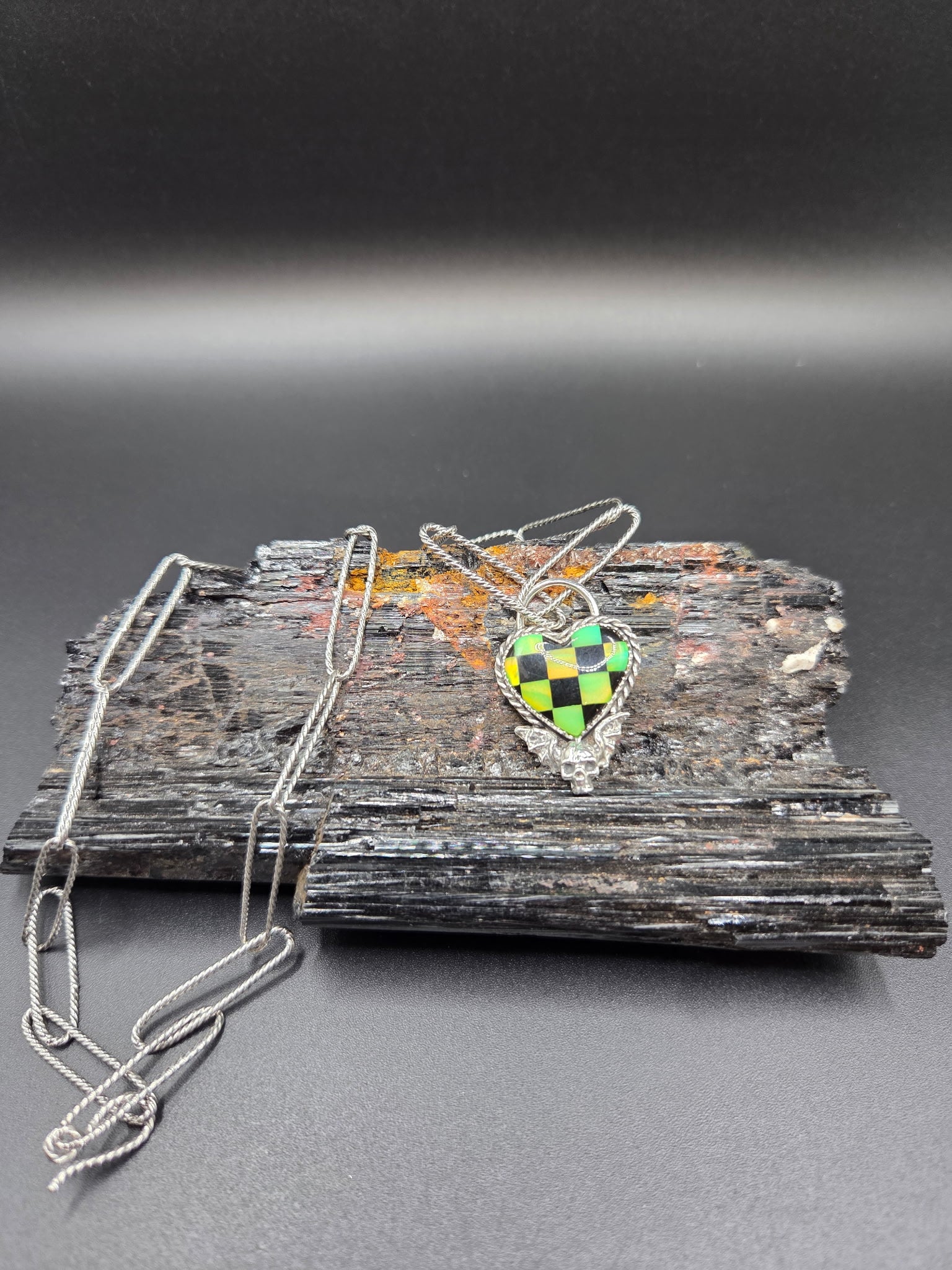 Checkered Aurora Opal & Black Onyx