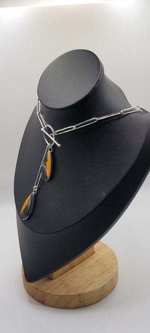 Bumblebee Jasper With A Hand Forged Paper Clip Chain