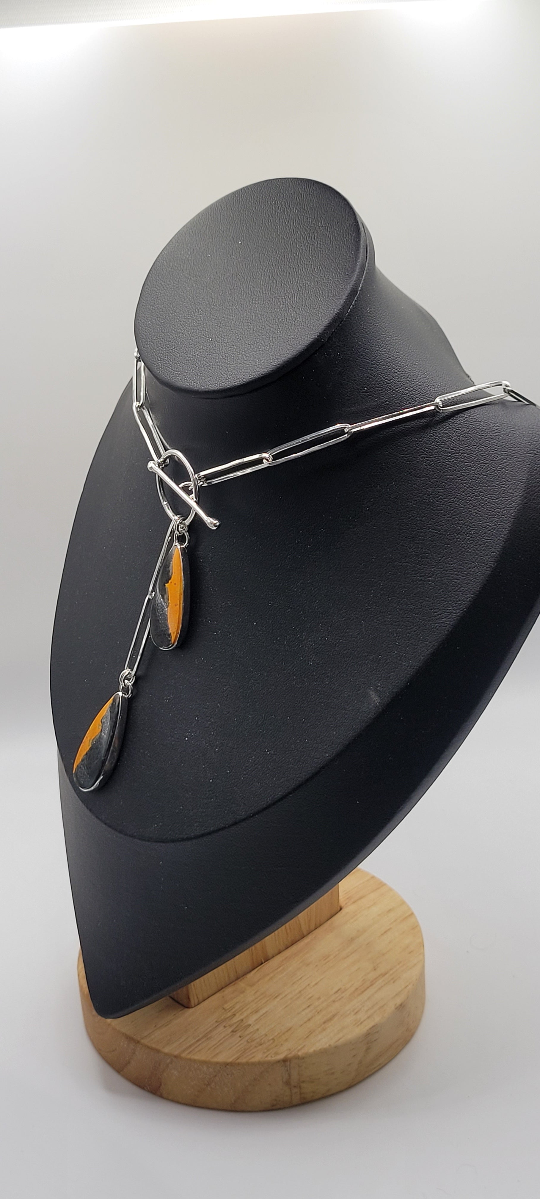 Bumblebee Jasper With A Hand Forged Paper Clip Chain