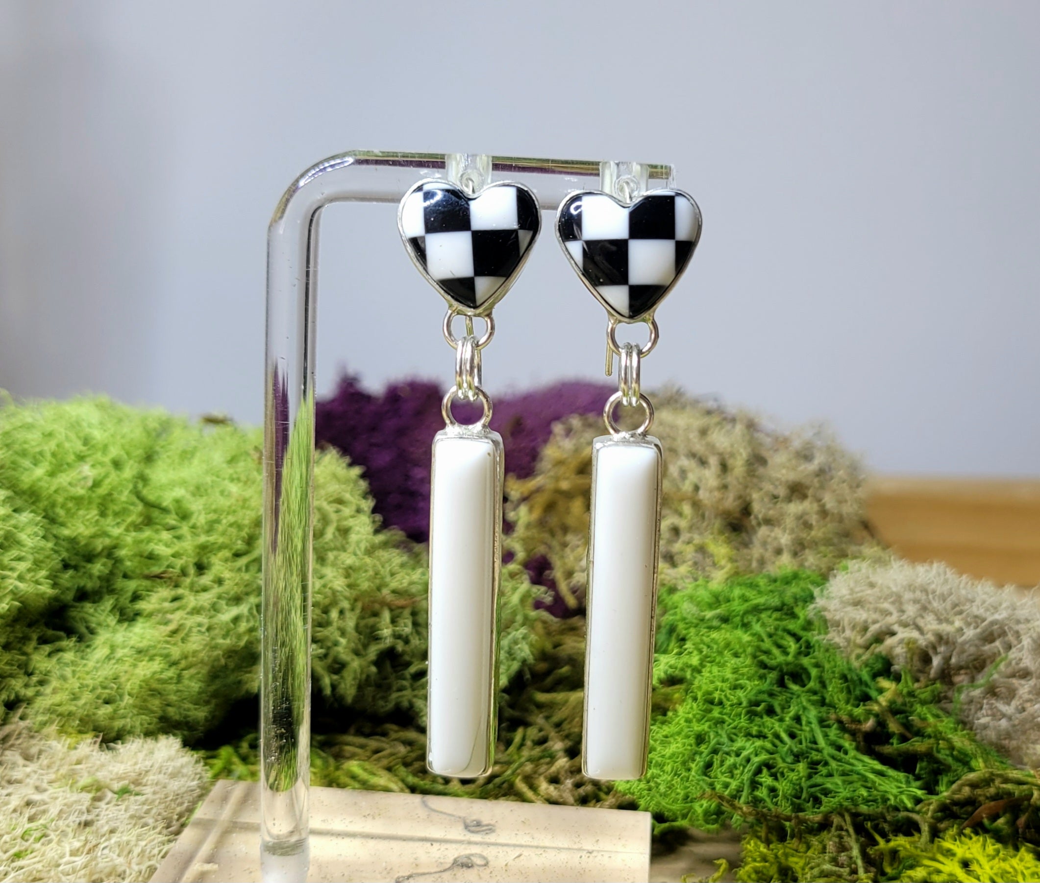 Checkered Heart Earrings