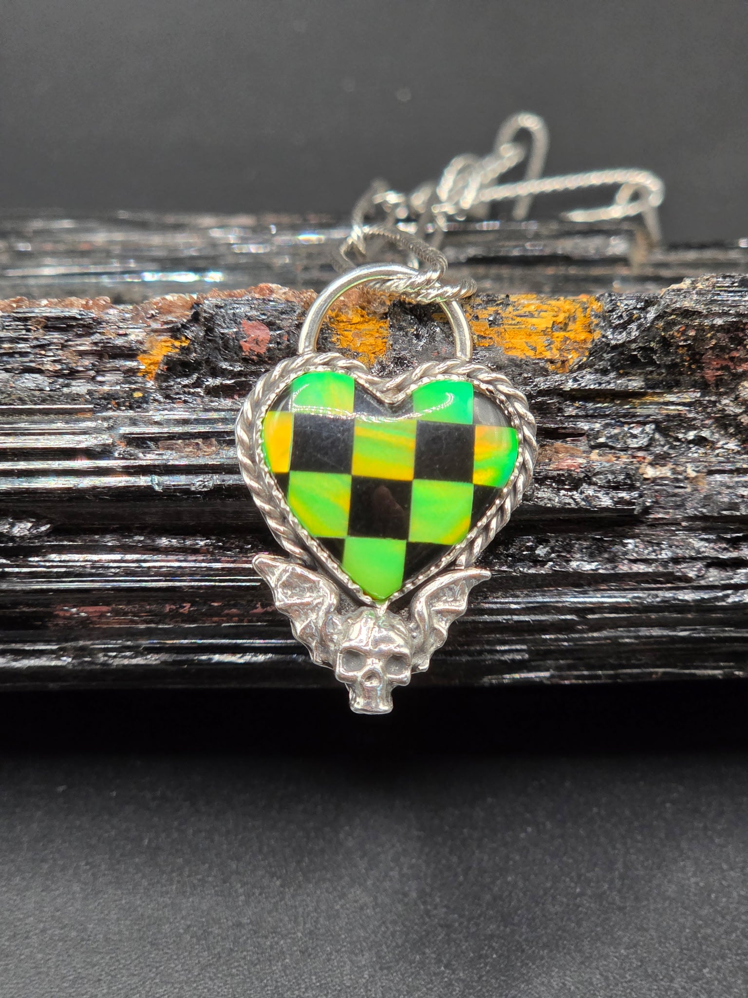 Checkered Aurora Opal & Black Onyx