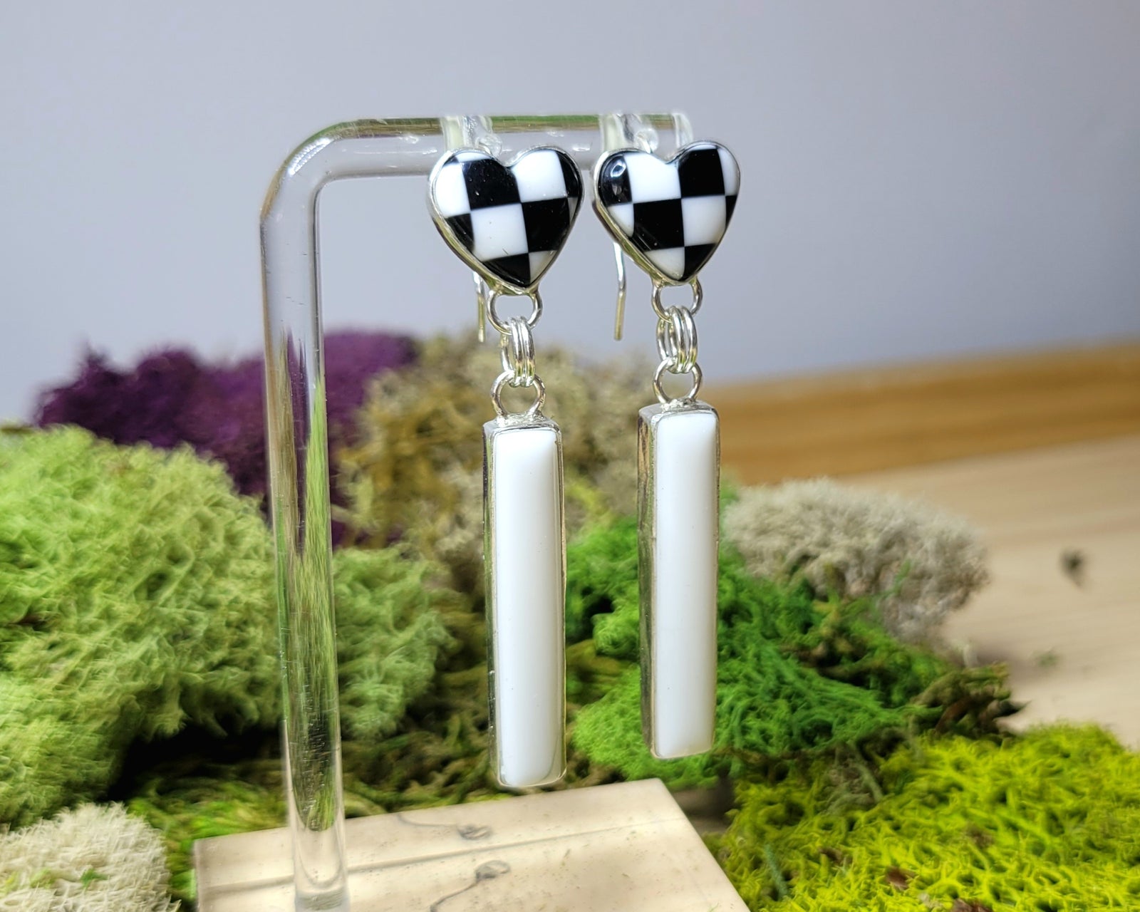 Checkered Heart Earrings