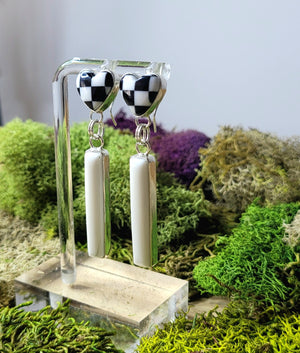 Checkered Heart Earrings