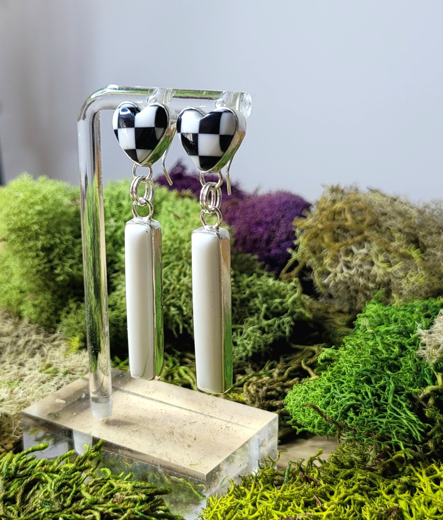 Checkered Heart Earrings