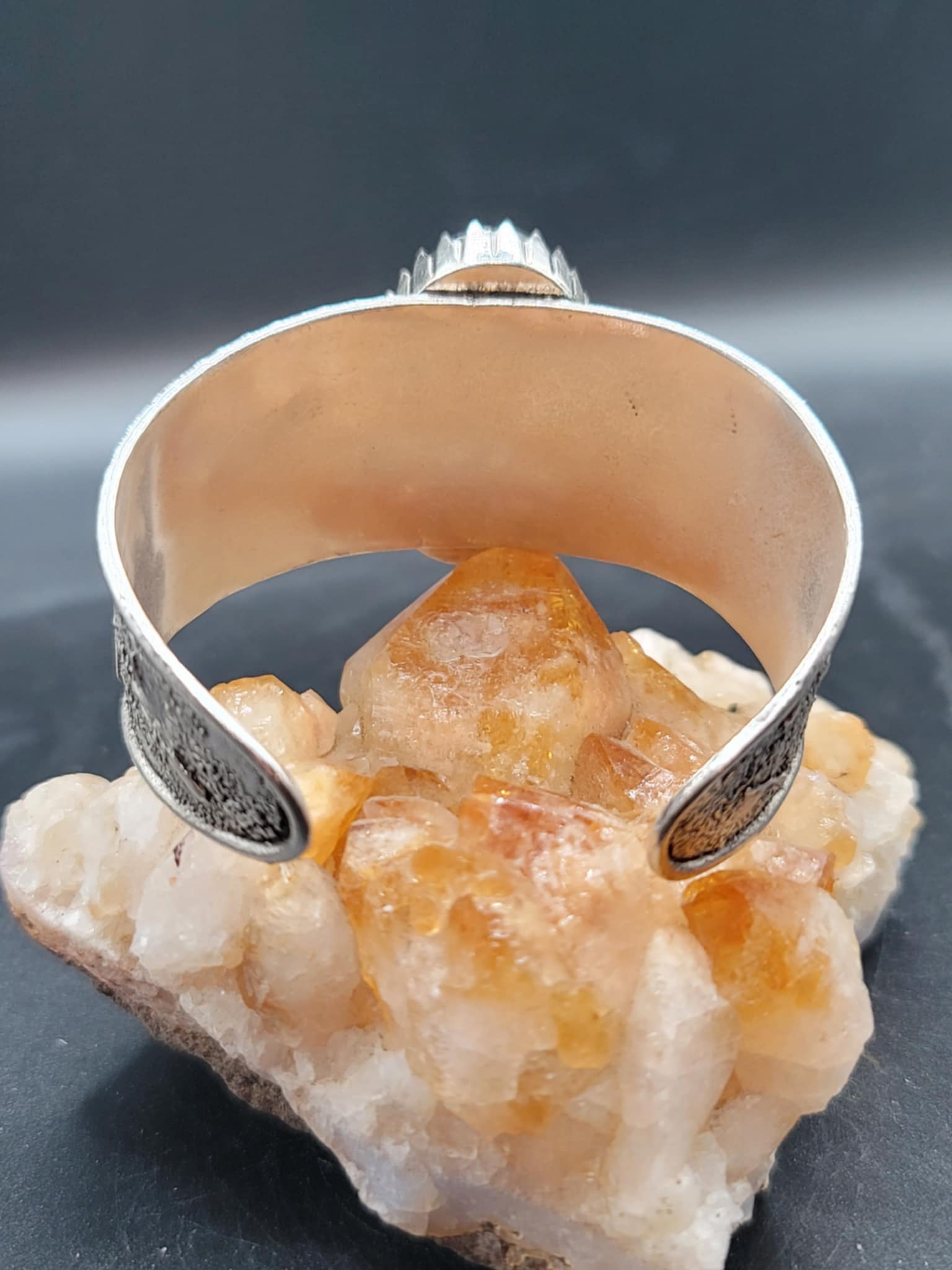 Spectrolite & Labradorite Textured Cuff Bracelet