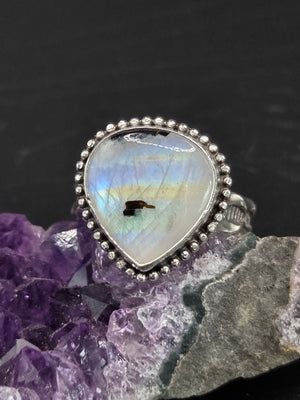 Rainbow Moonstone w/Black Tourmaline