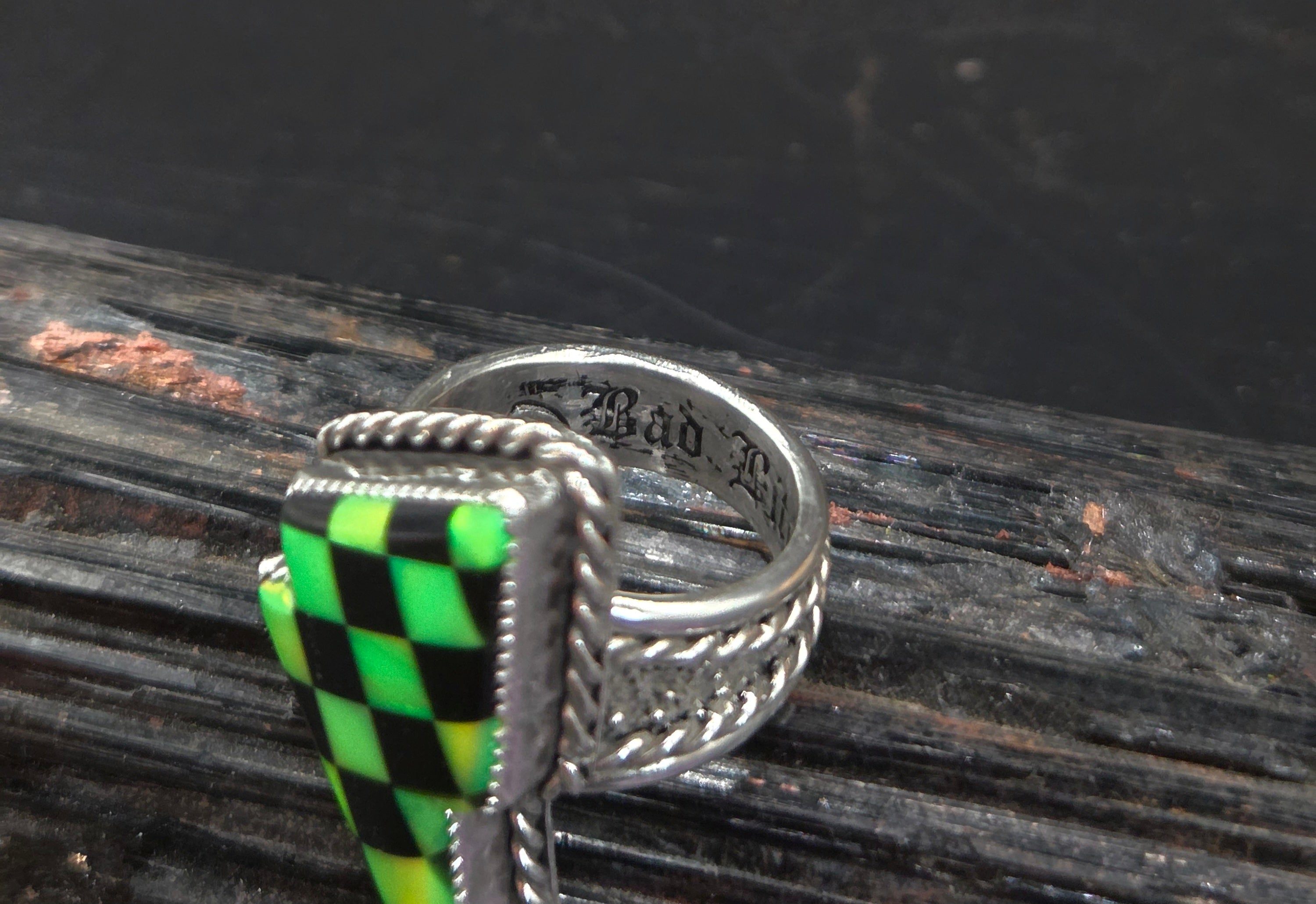 Checkered Green Aurora Opal & Black Onyx