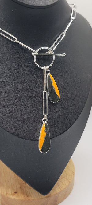 Bumblebee Jasper With A Hand Forged Paper Clip Chain