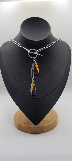 Bumblebee Jasper With A Hand Forged Paper Clip Chain