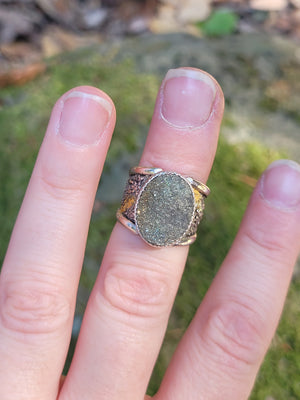 Pyrite Druzy W/ 24K Gold Leaf