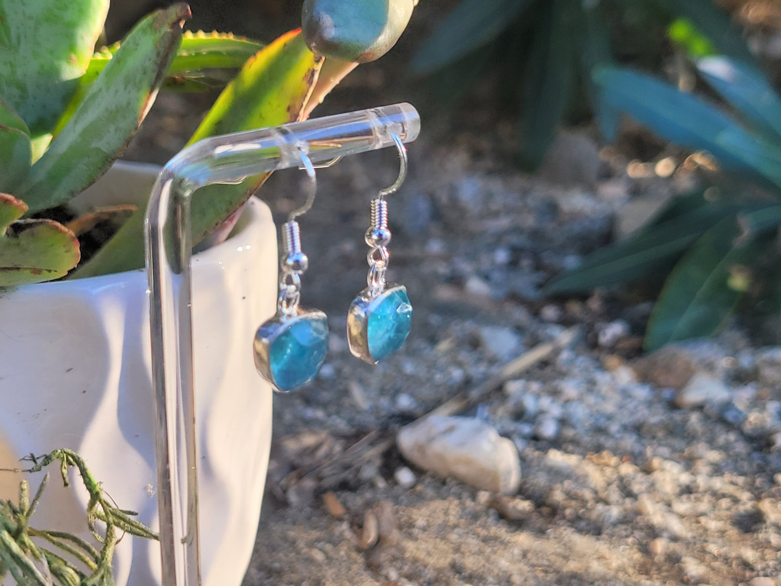 Blue Apatite W/Clear Quartz Topper