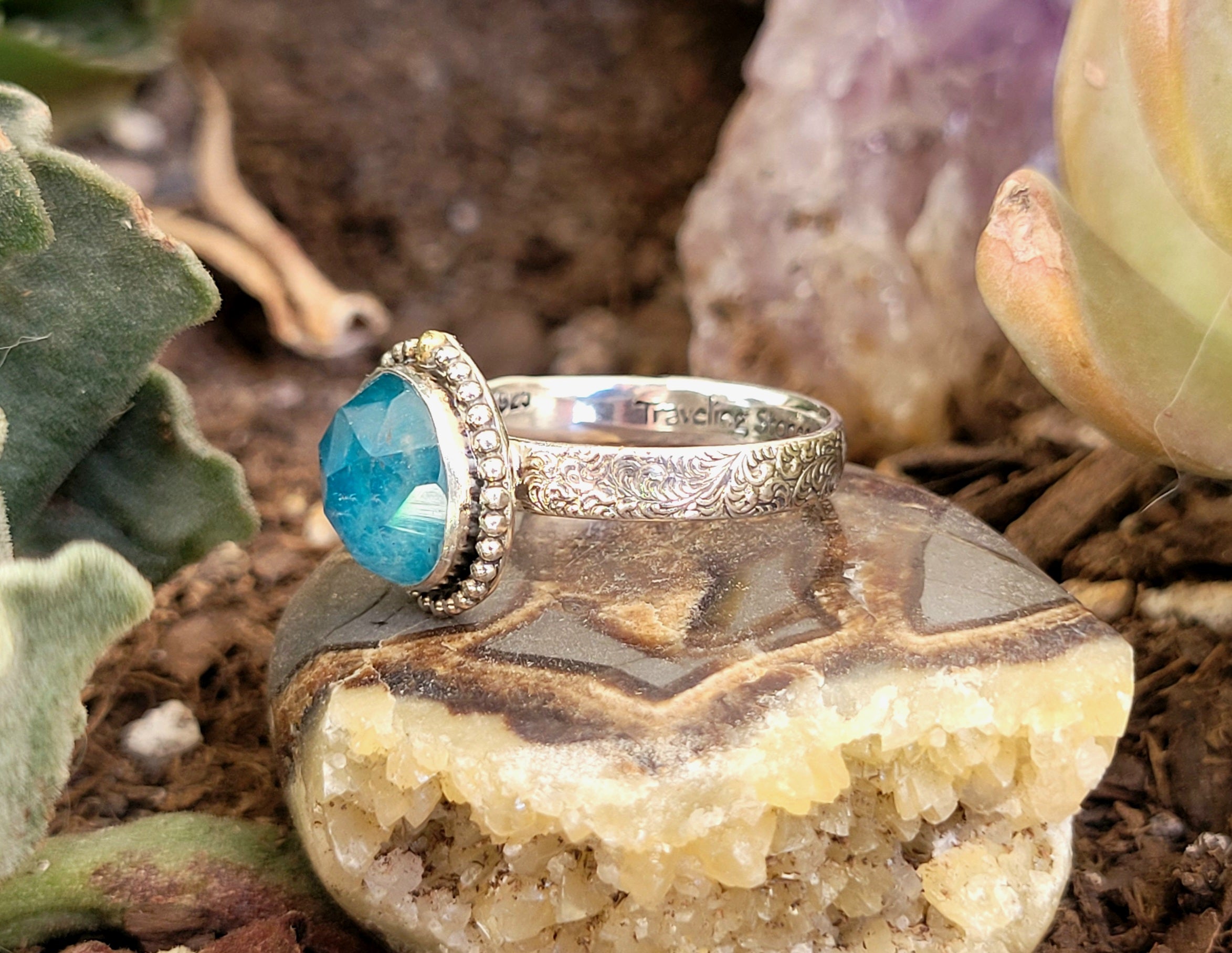 Blue Apatite Topped Clear Quartz