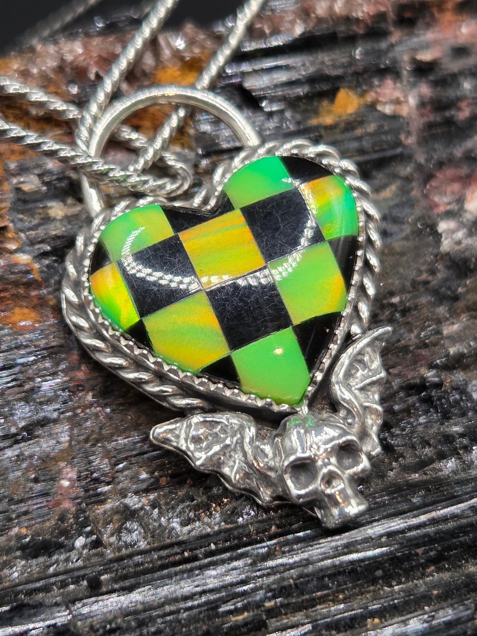 Checkered Aurora Opal & Black Onyx