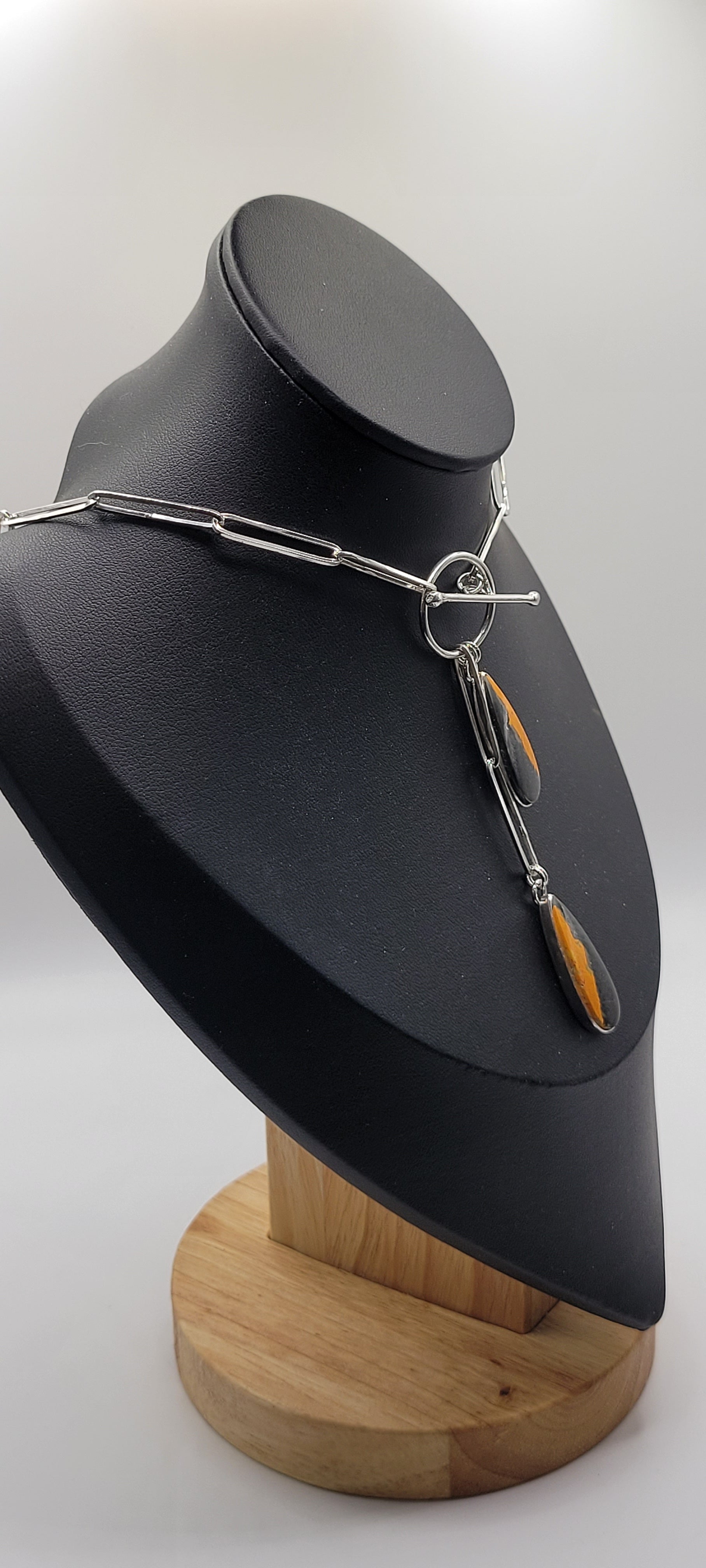 Bumblebee Jasper With A Hand Forged Paper Clip Chain