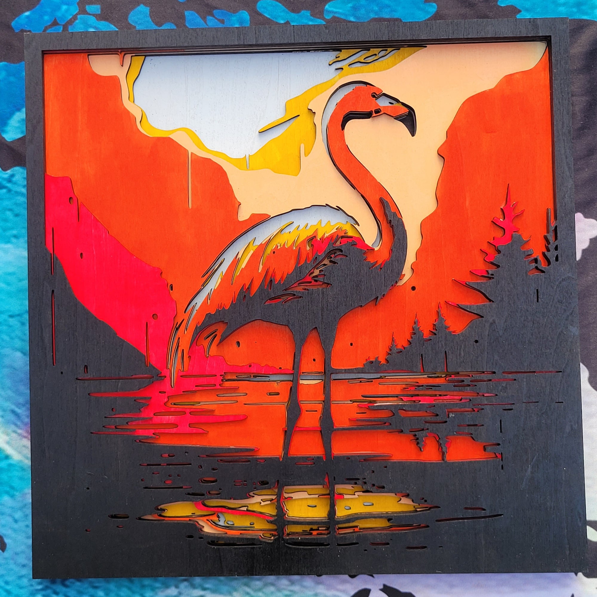 3D Laser Cut Sunset Flamingo