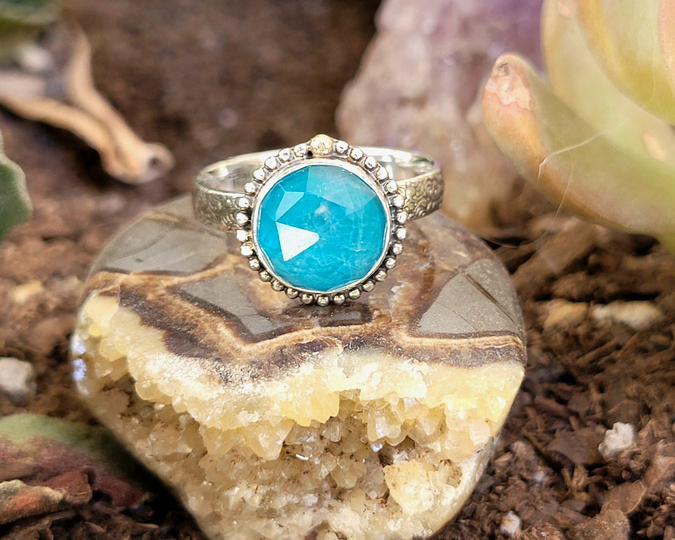 Blue Apatite Topped Clear Quartz