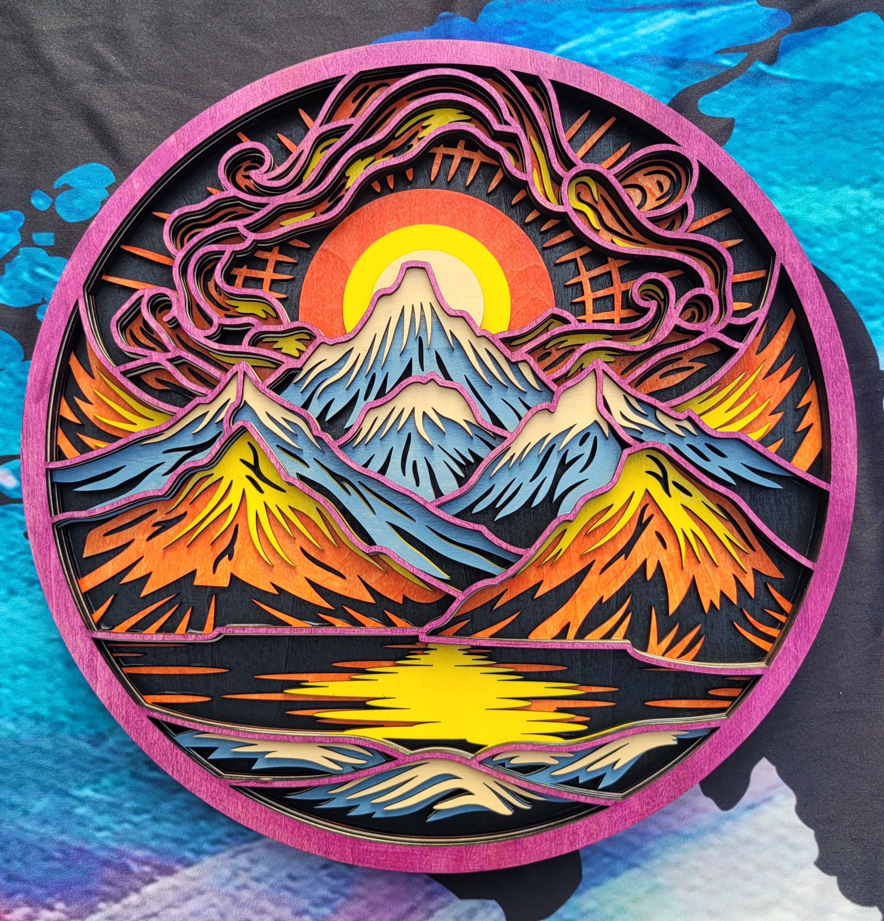 3D Laser Cut Mountain Scene