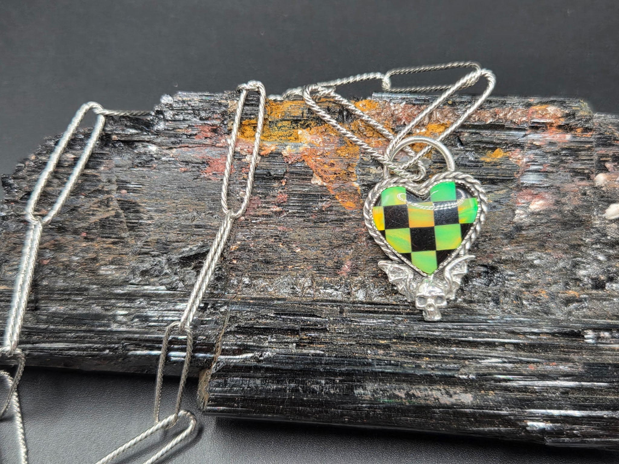 Checkered Aurora Opal & Black Onyx