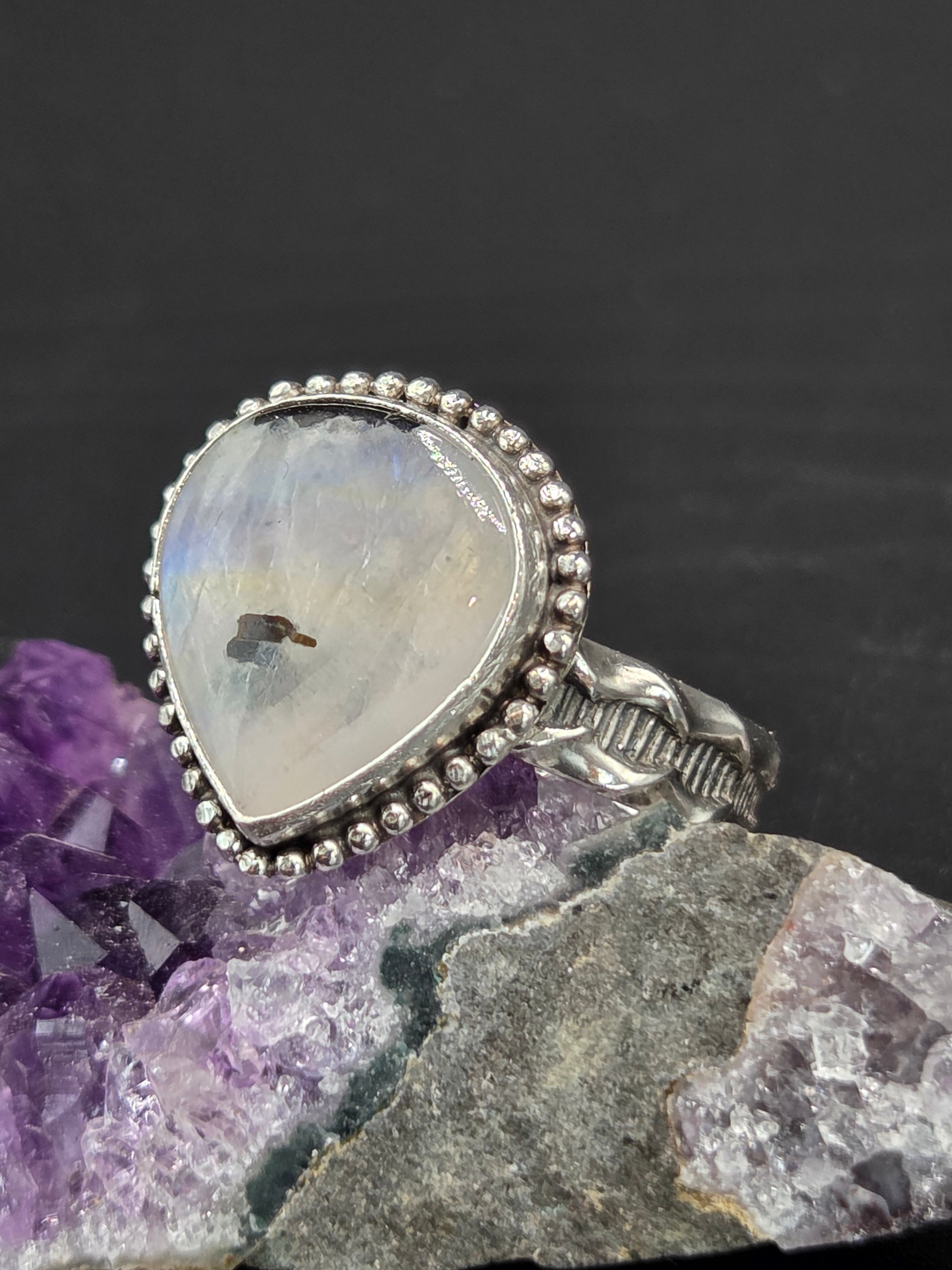Rainbow Moonstone w/Black Tourmaline