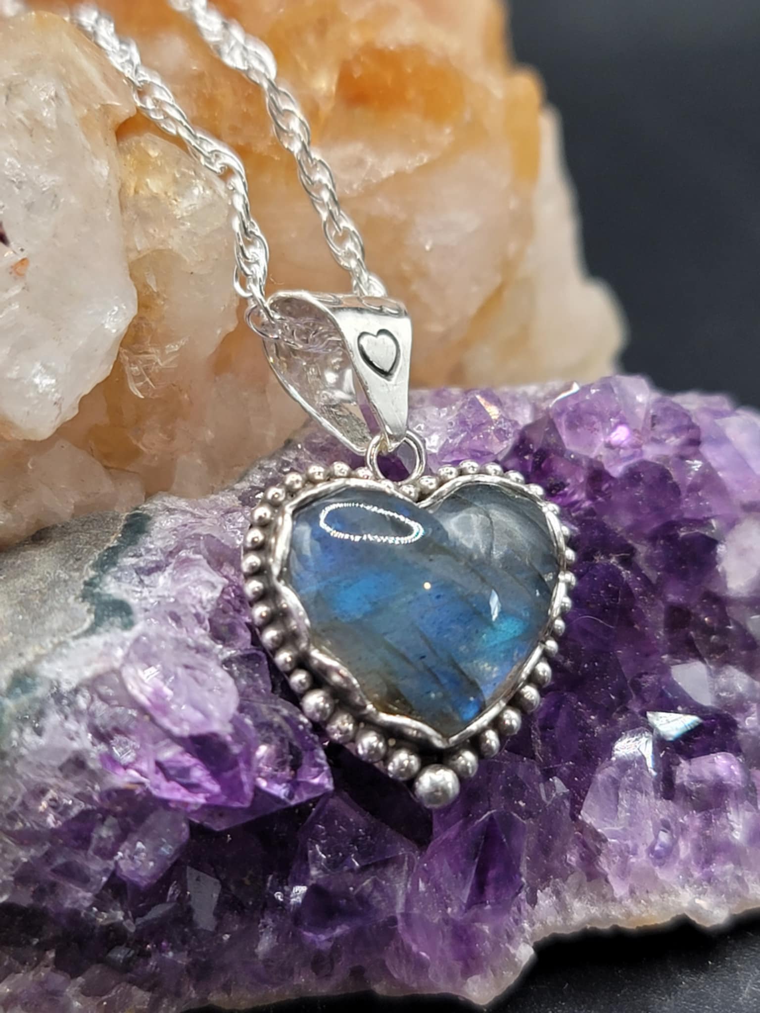 Labradorite Heart