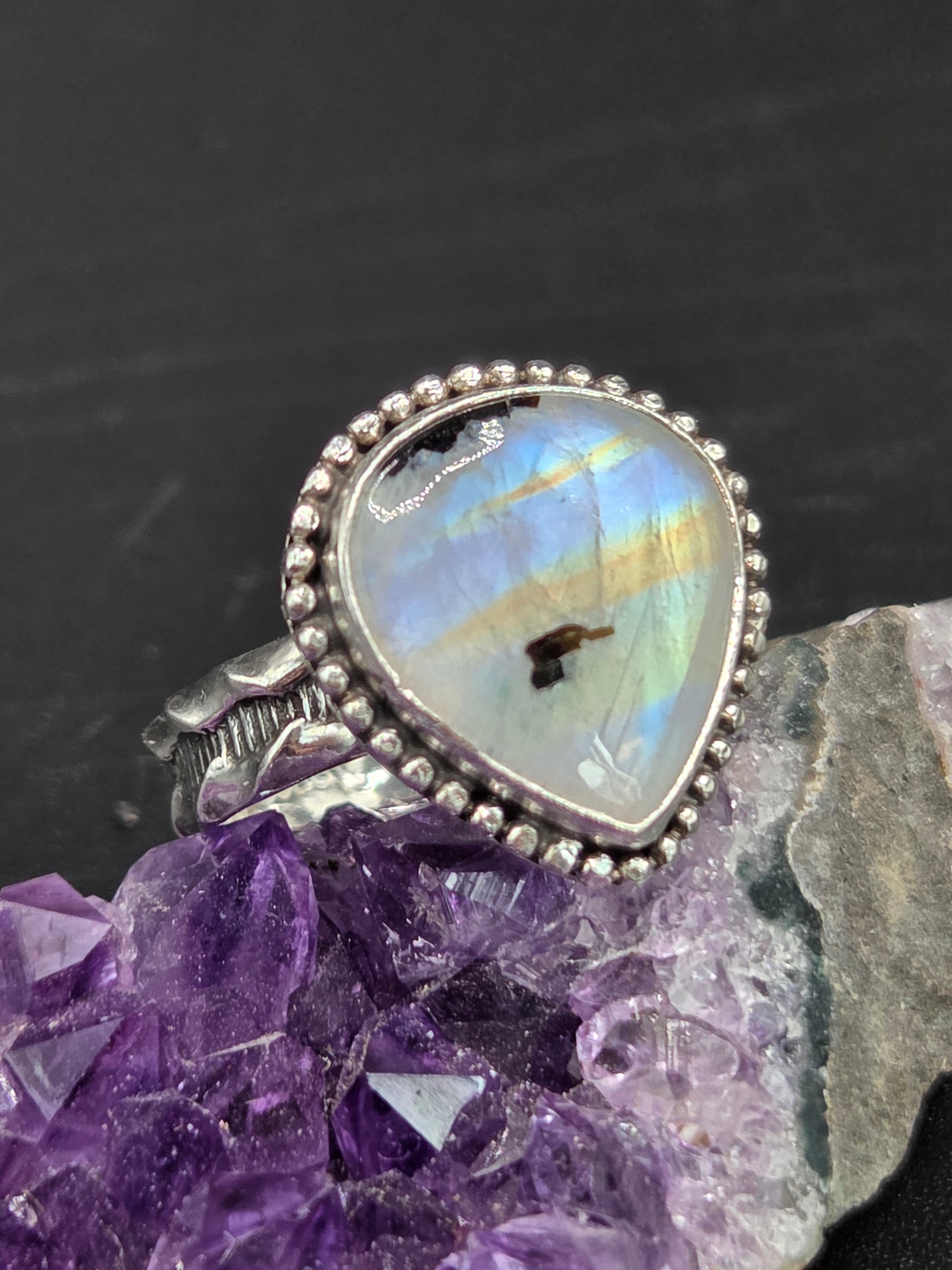 Rainbow Moonstone w/Black Tourmaline