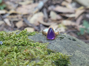 14K Gold Filled Mother Of Pearl Topped With Amethyst