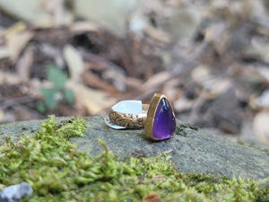 14K Gold Filled Mother Of Pearl Topped With Amethyst