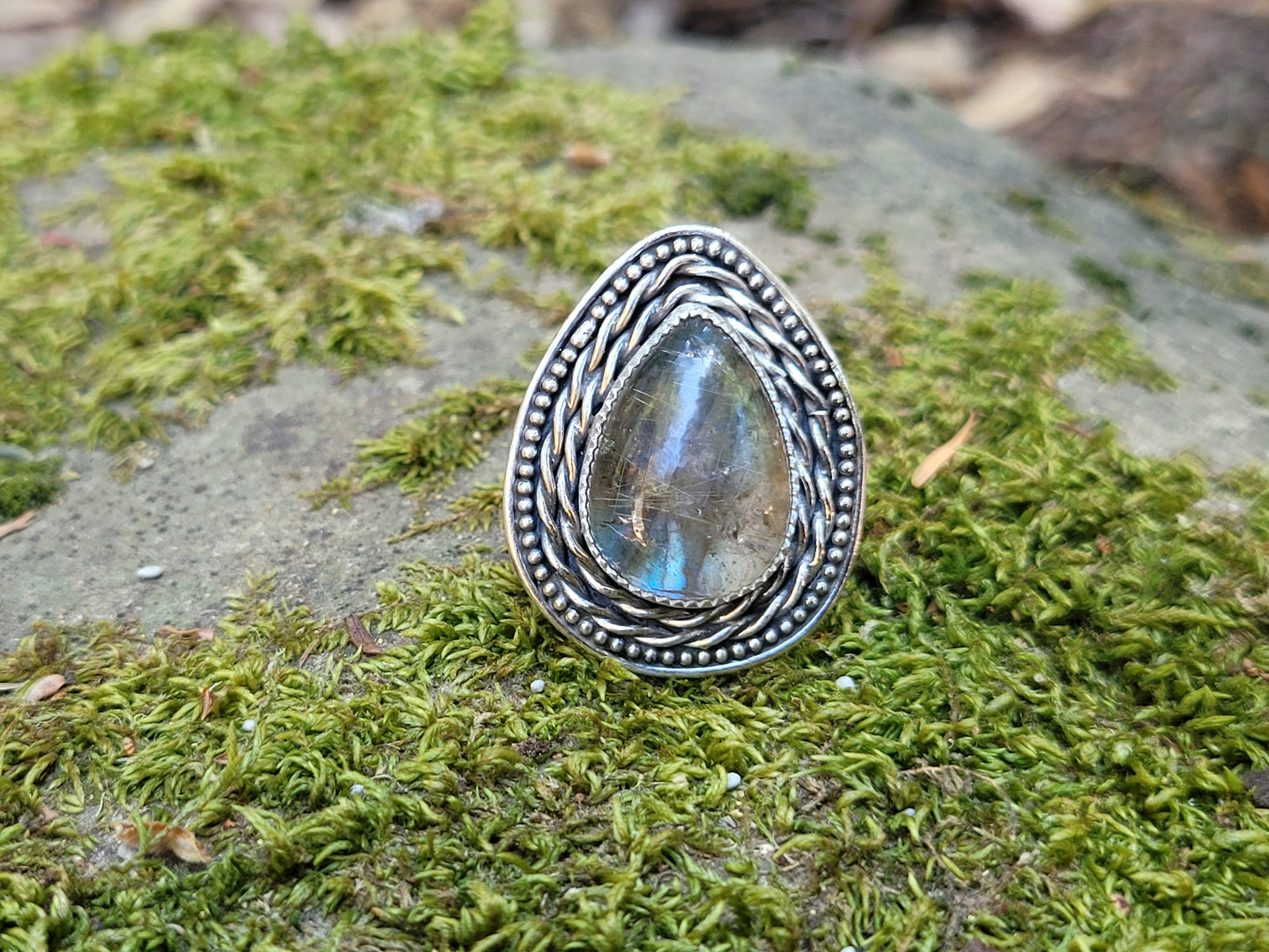 Labradorite W/ Golden Rutilated Quartz Topper