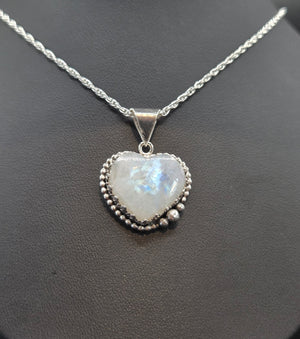 Rainbow Moonstone Heart Pendant