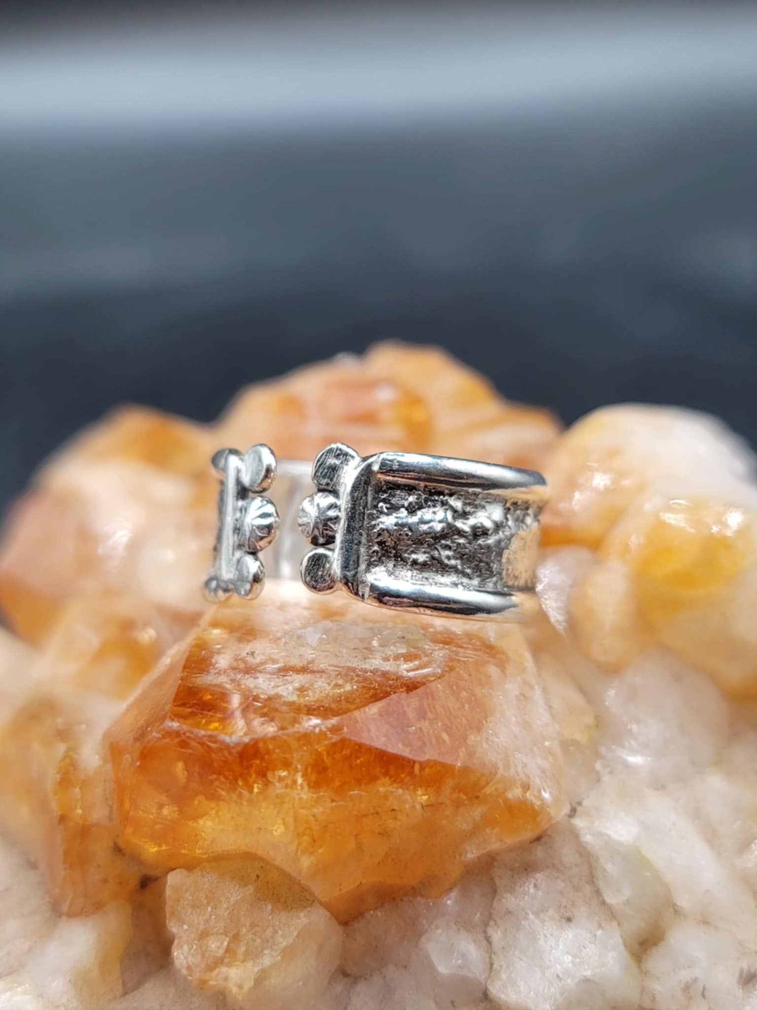 Adjustable Silver Dust Textured Ring