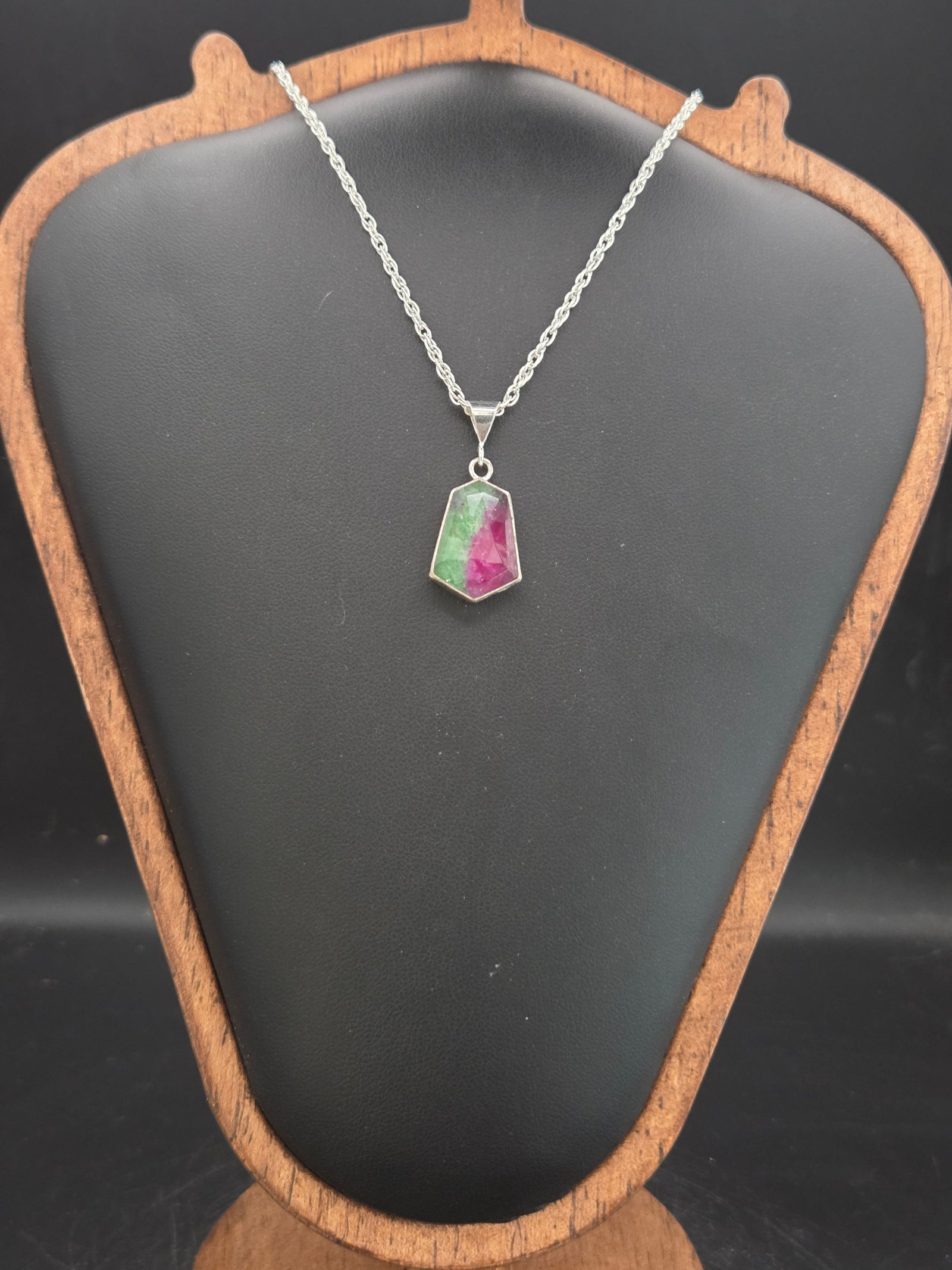 Ruby In Zoisite Topped With Quartz Pendant