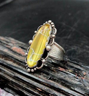 Metallic Gold W Rainbow Inlay (man made) Topped W/ Clear Quartz (natural)