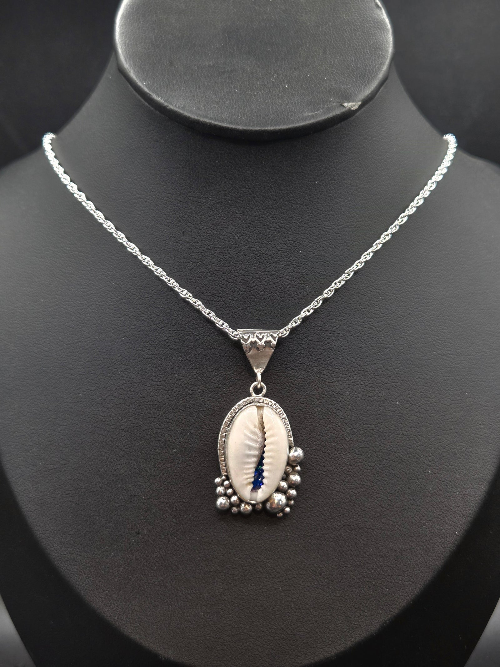 Cowrie Shell With Aurora Opal Inlay