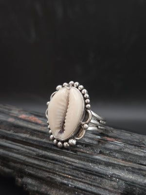 Cowrie Shell Inlayed W/ Aurora Opal