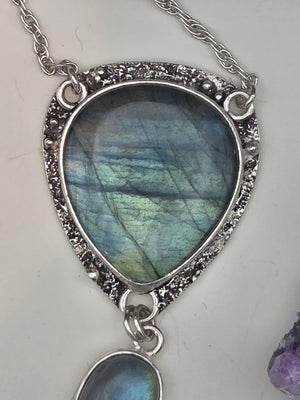 Starry Labradorite With Gold Filled Heart Chain Accents