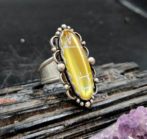 Metallic Gold W Rainbow Inlay (man made) Topped W/ Clear Quartz (natural)