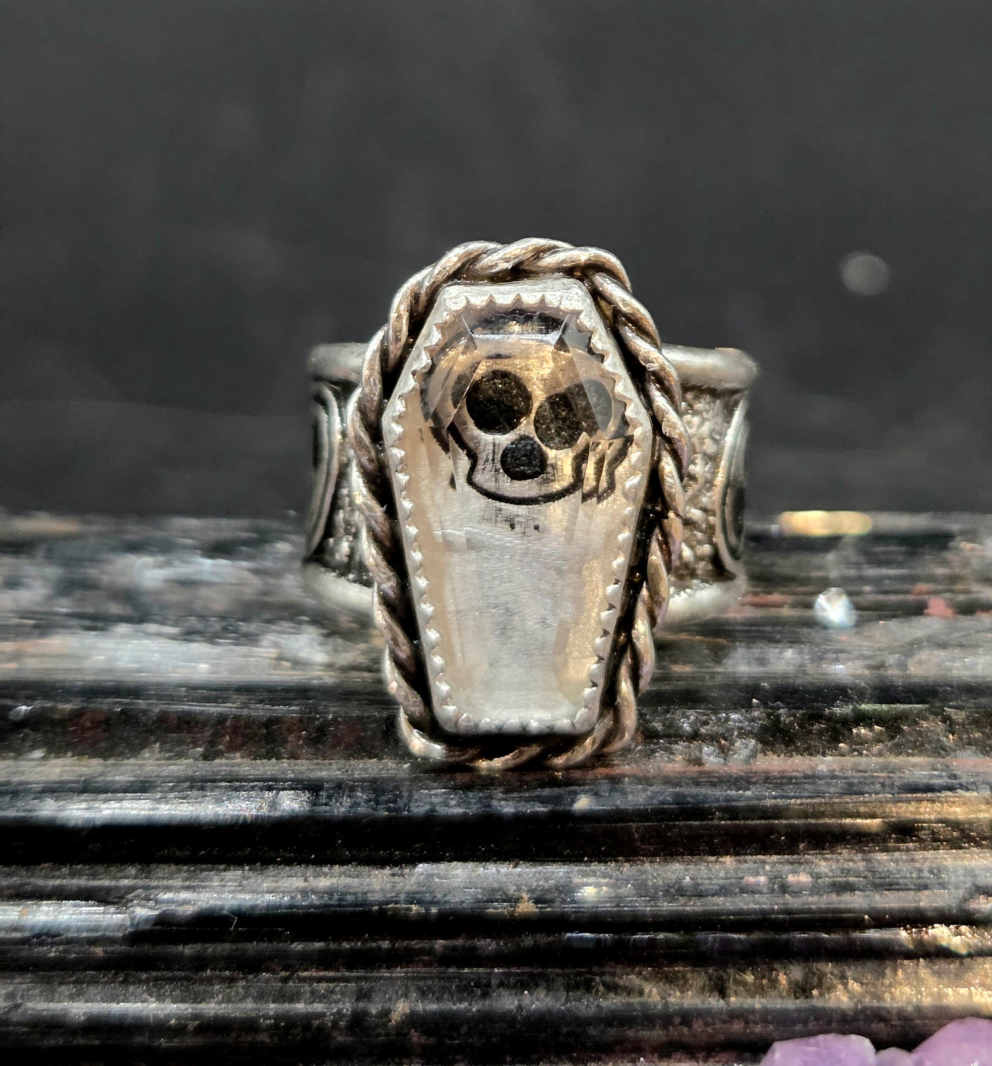 Silver Dusted Clear Quartz Skull