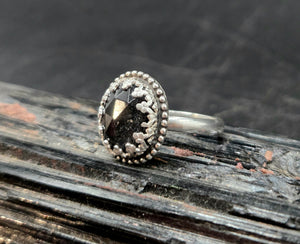 Silver Sheen Obsidian Topped W/ Quartz