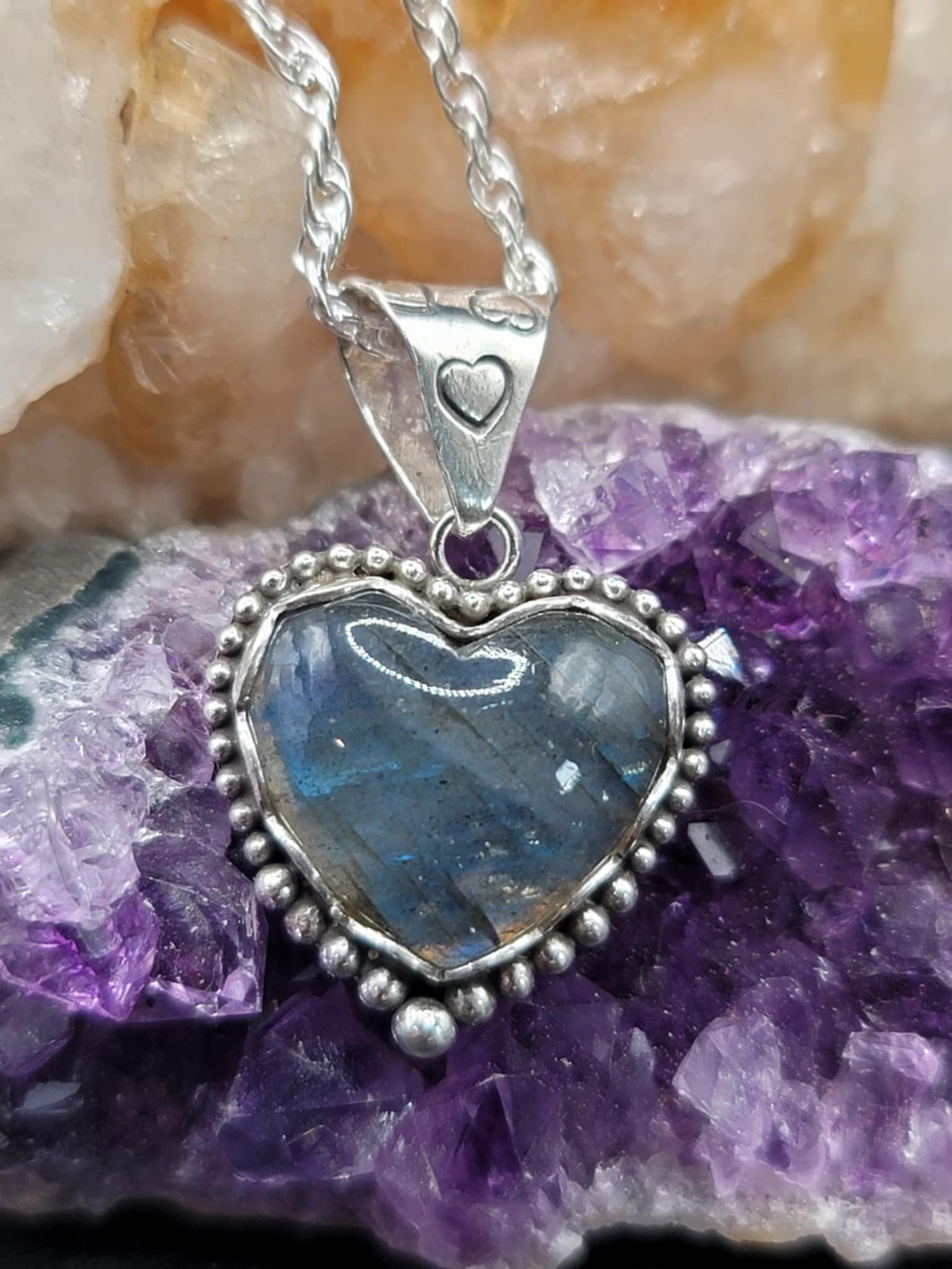 Labradorite Heart