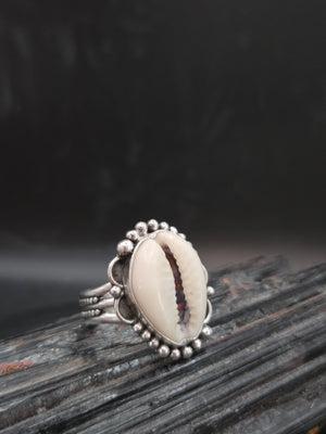 Cowrie Shell Inlayed W/ Aurora Opal