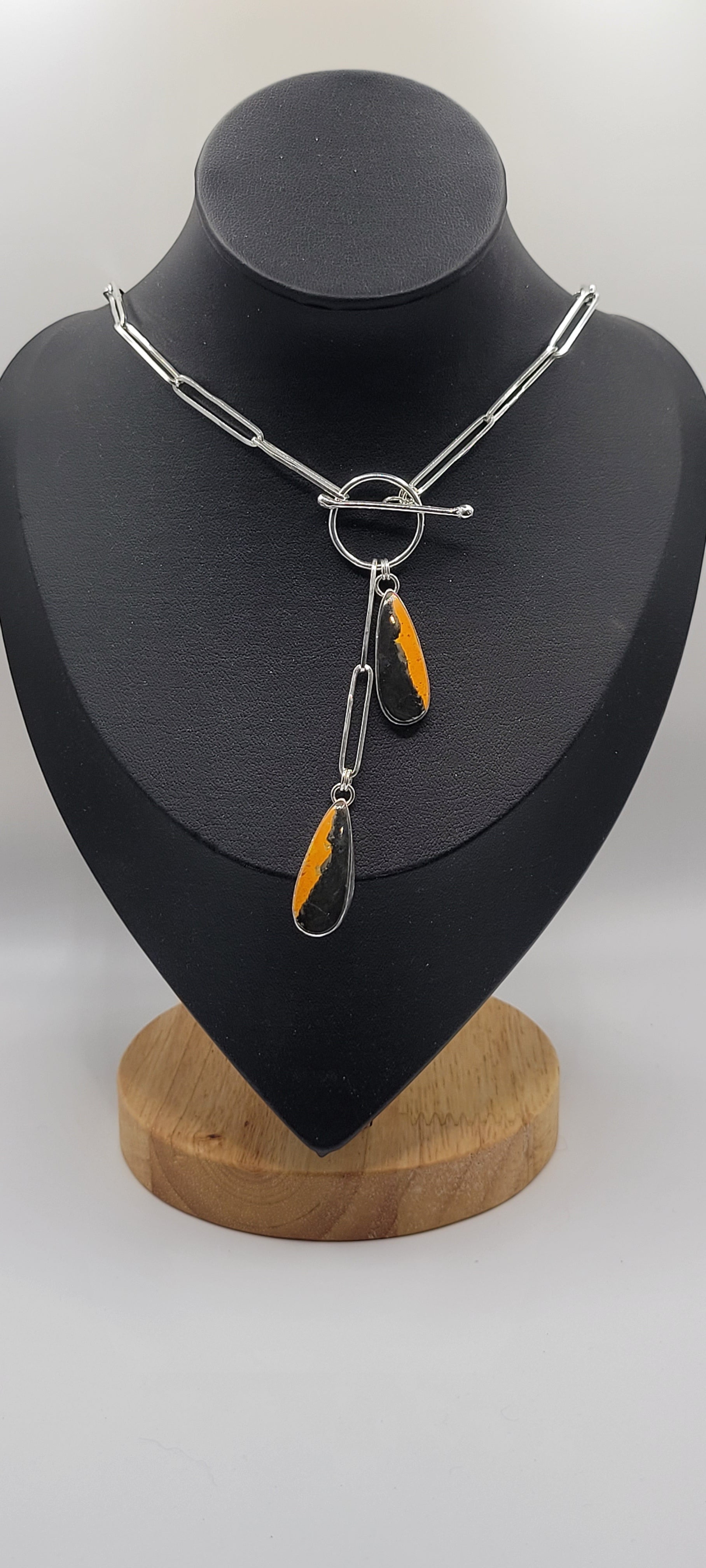 Bumblebee Jasper With A Hand Forged Paper Clip Chain