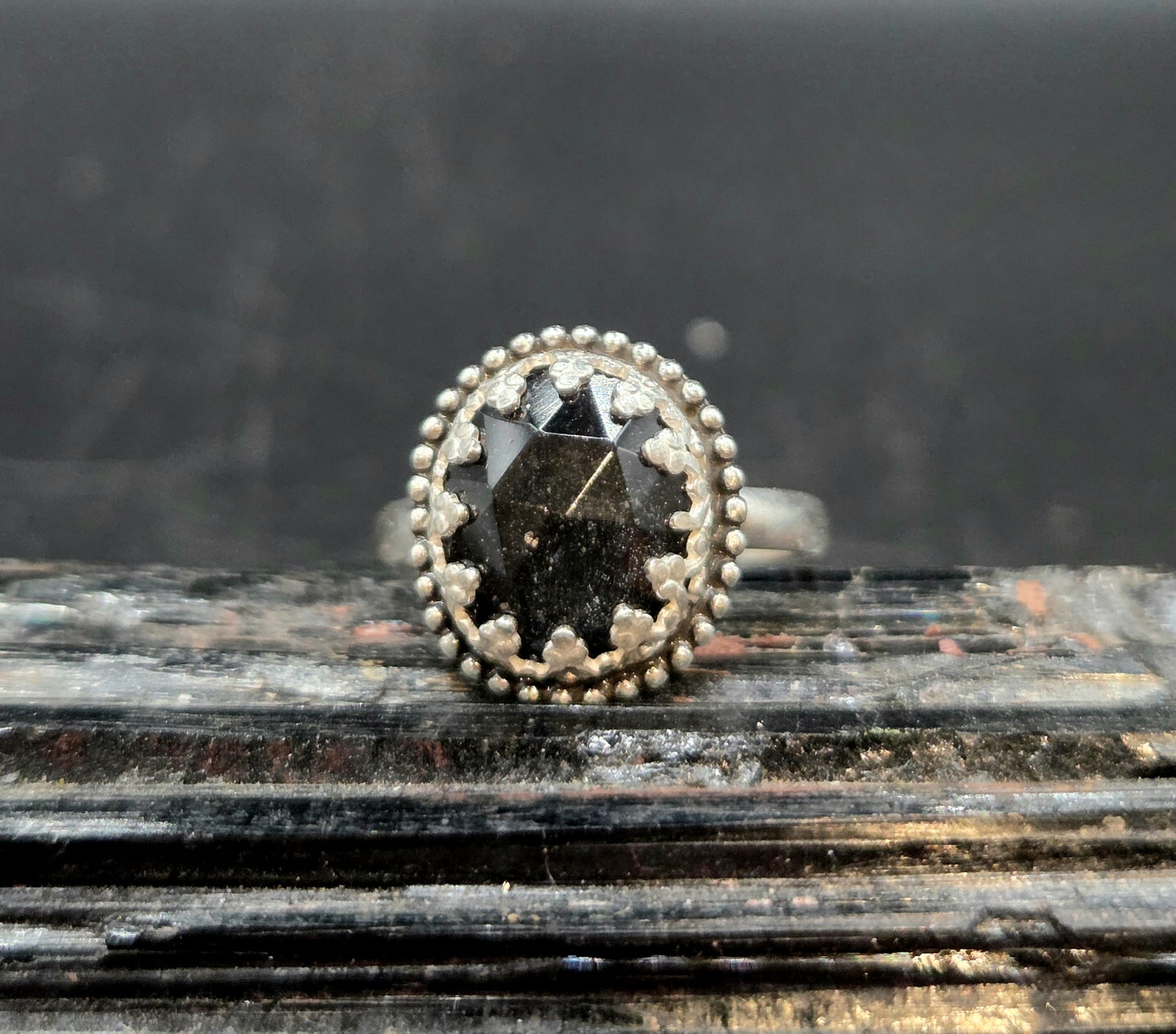 Silver Sheen Obsidian Topped W/ Quartz